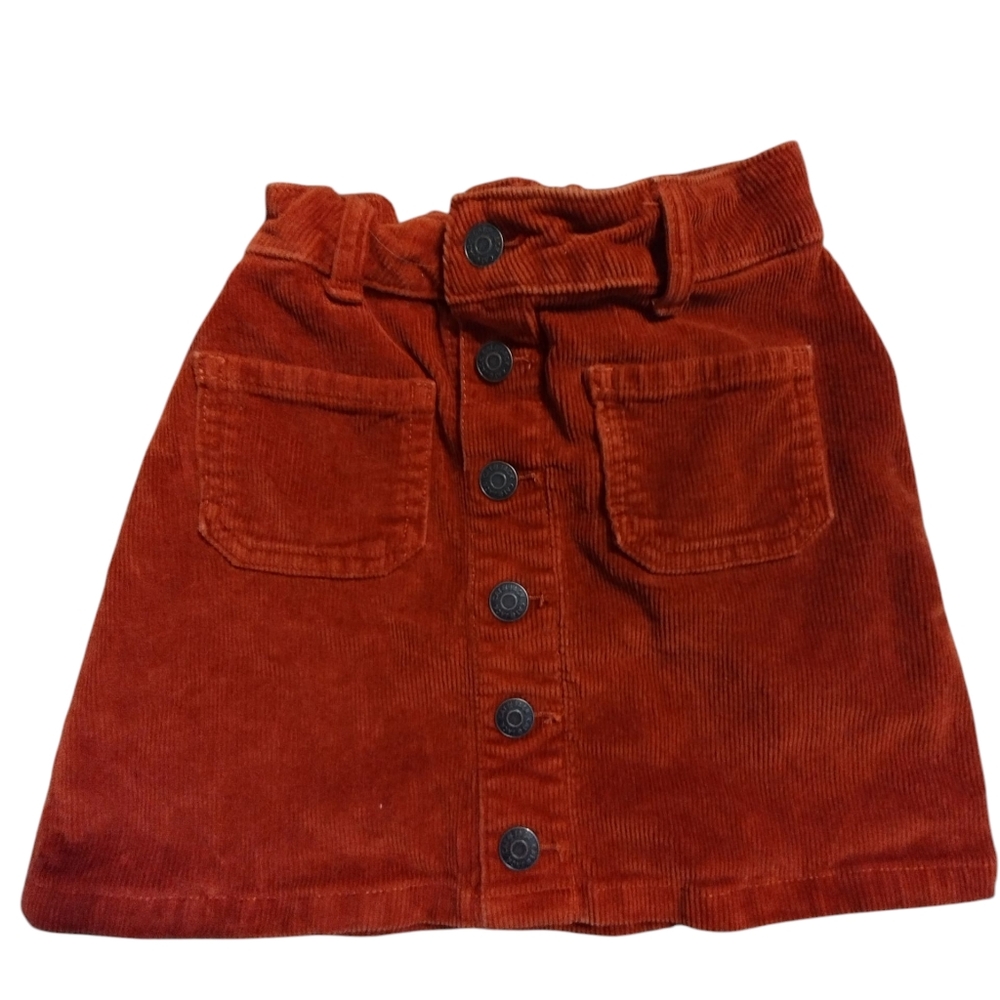 💚 2/$10 EUC Cat & Jack Burnt Orange/Rust Corduroy Skirt With Buttons 6/7